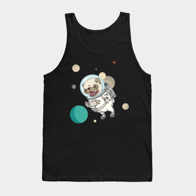 Pug Astronaut With a Jet Pack Tank Top by Huhnerdieb Apparel